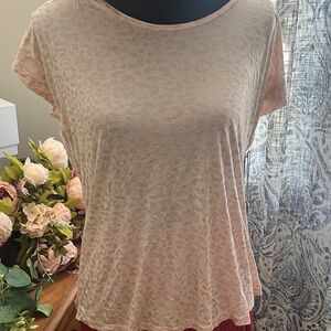 Jennifer Lopez Blush Leopard Print Short Sleeve Top